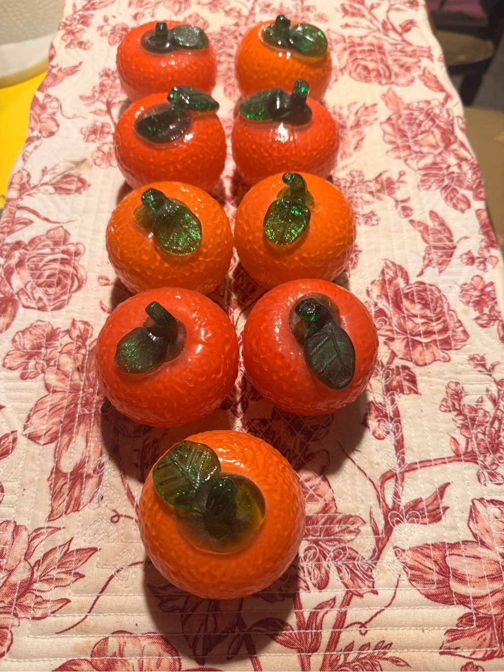 Vintage murano style hand blown Orange Glass Fruit- Set of 9